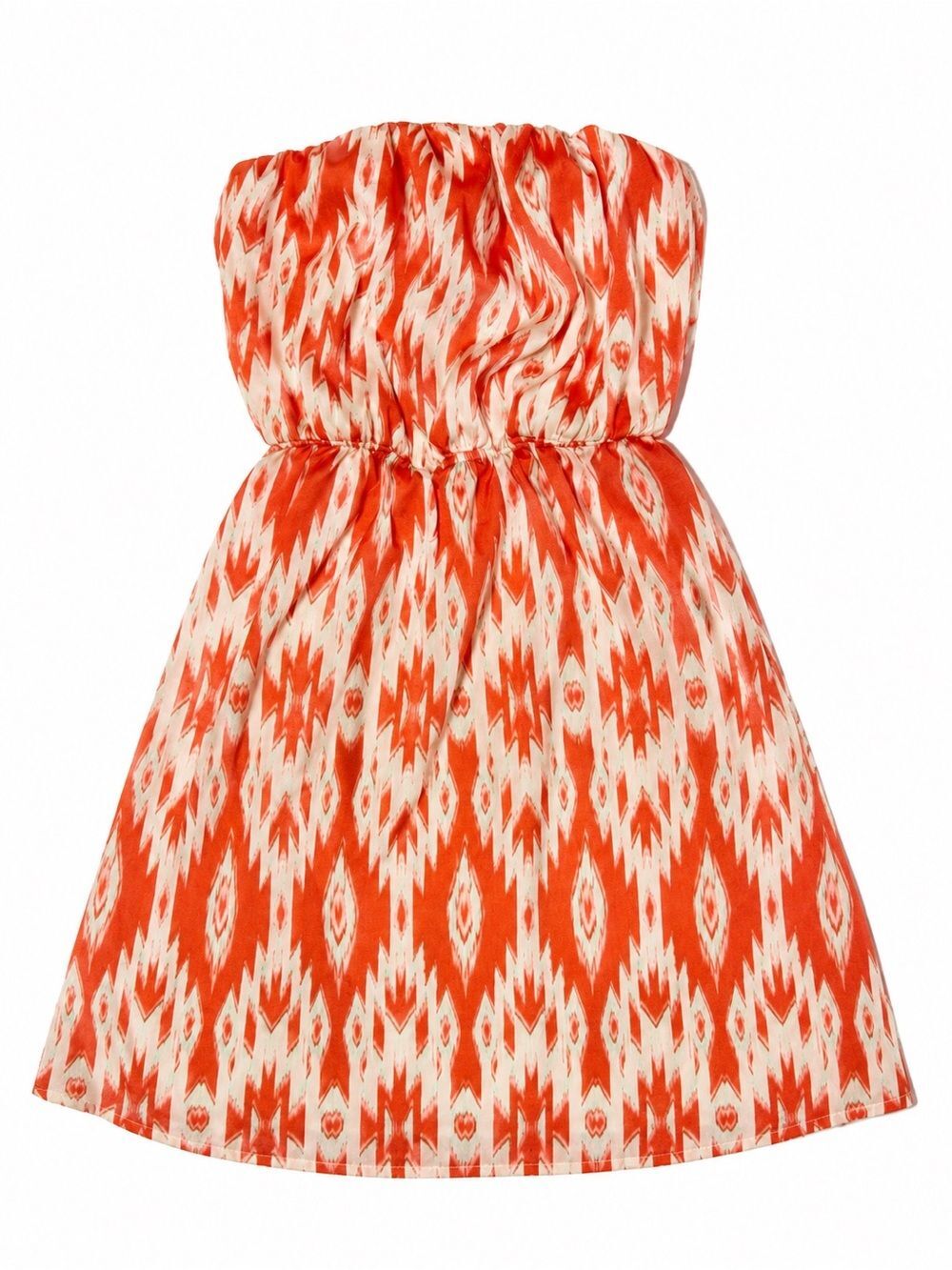 Charlotte Russe Orange and Cream Strapless Mini Dress Size X-Small